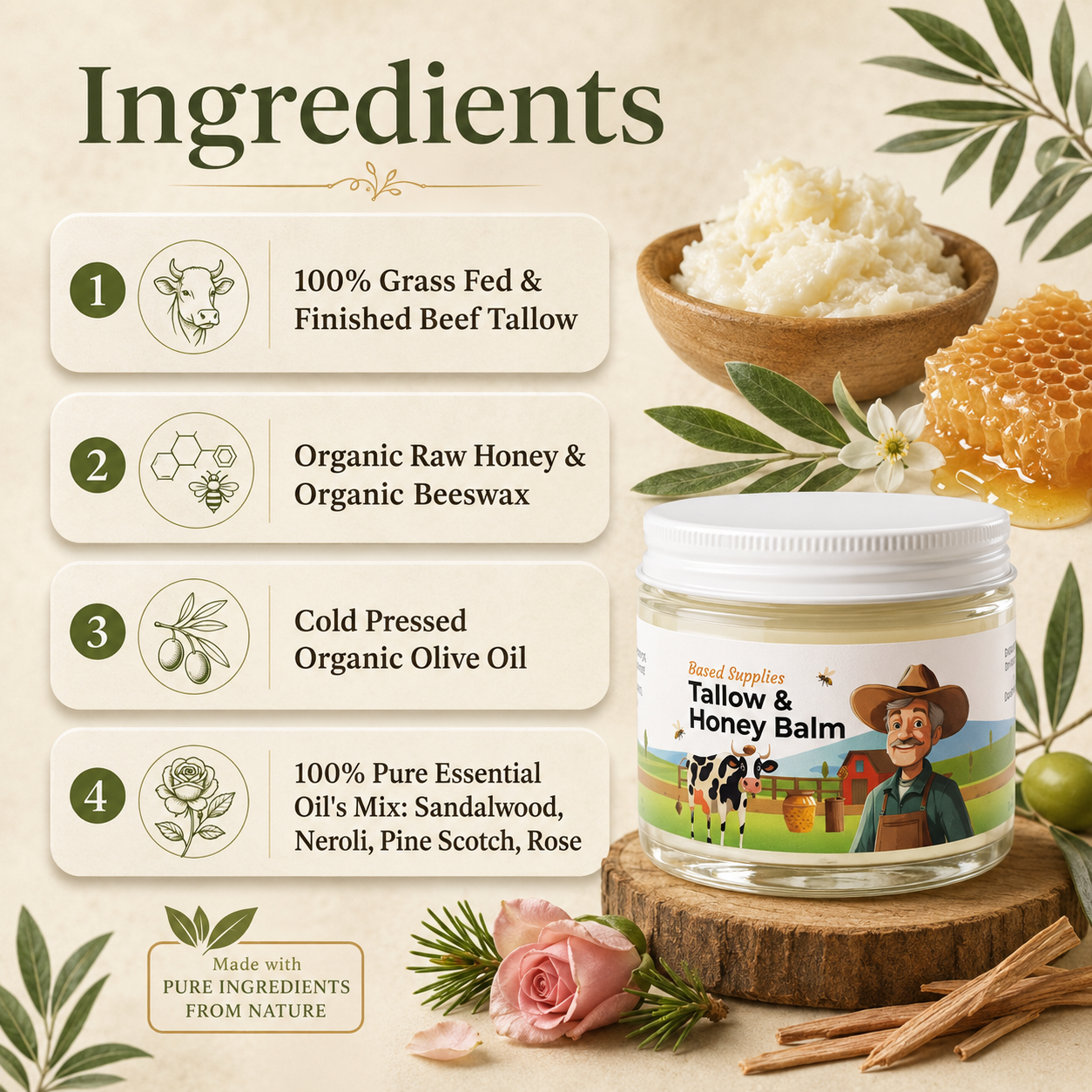 Tallow & Honey Balm - 2 oz